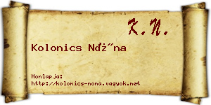 Kolonics Nóna névjegykártya